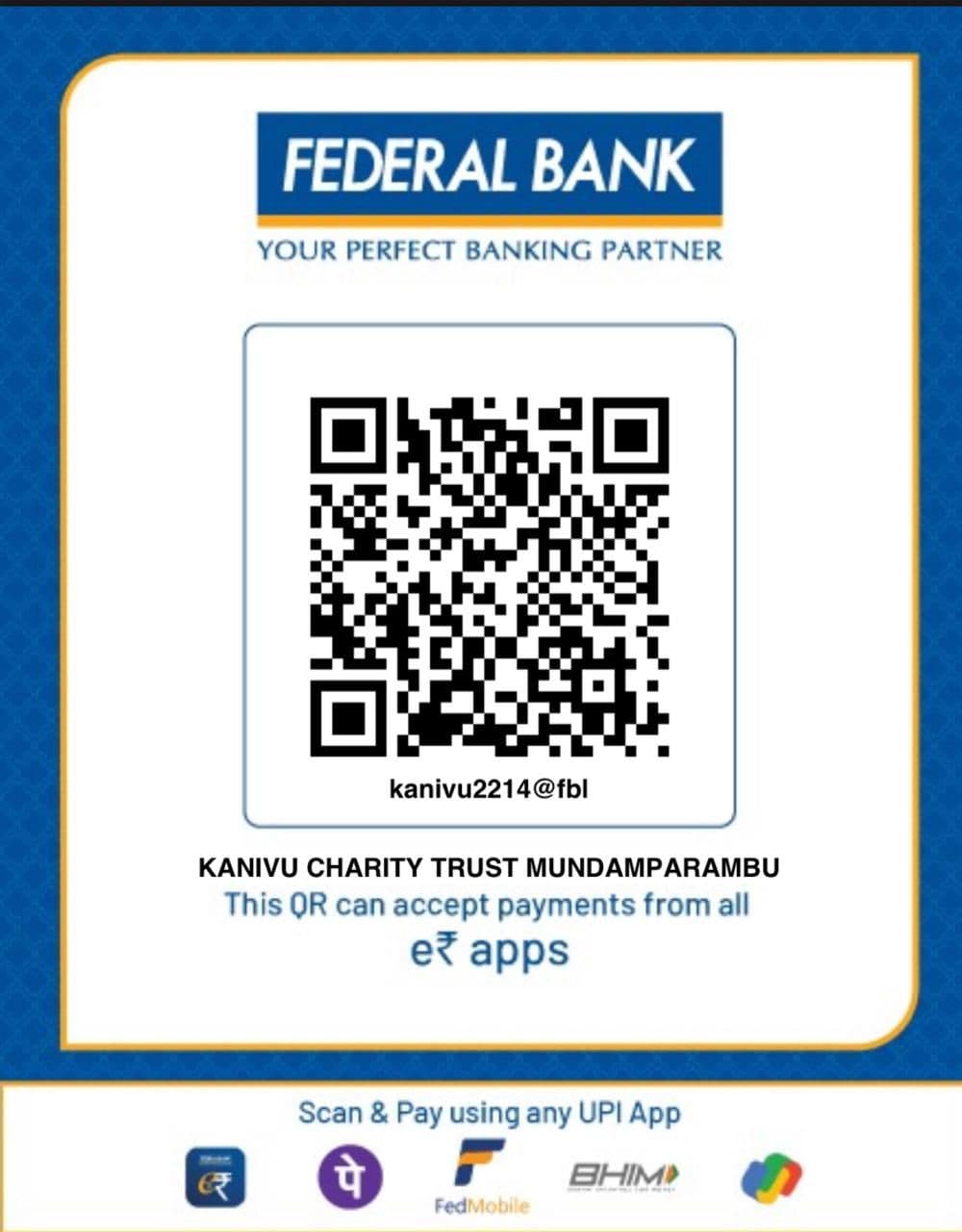 UPI Payment QR Code - Kanivu Charity Trust